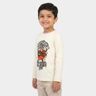Boys Beige Cotton Blend Round Neck Regular Boys T-Shirt, गहरा पीला, small