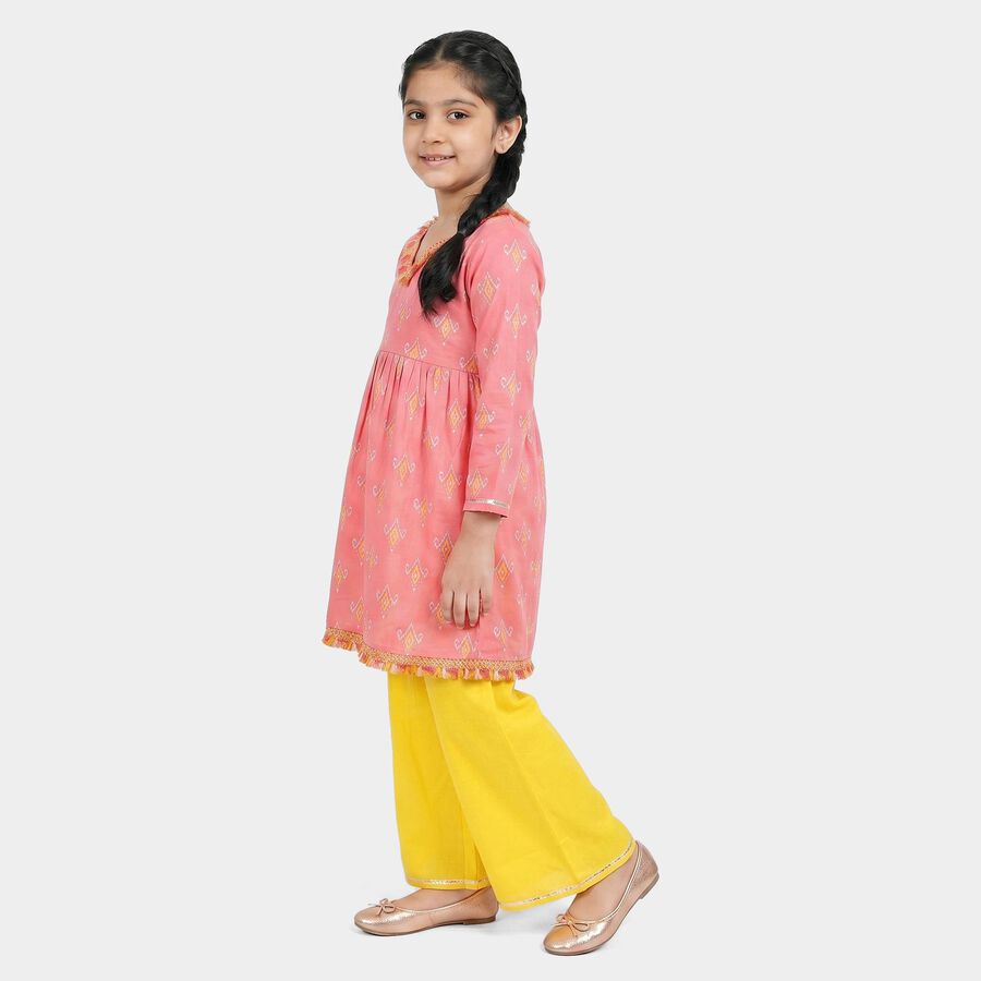 Girls Pink V Neck Fusion Set Fusion Set Upper and Bottom Set, Light Pink, large
