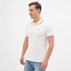 Men's Snow White Polo Collar Preppy T-Shirt, White, small image number null