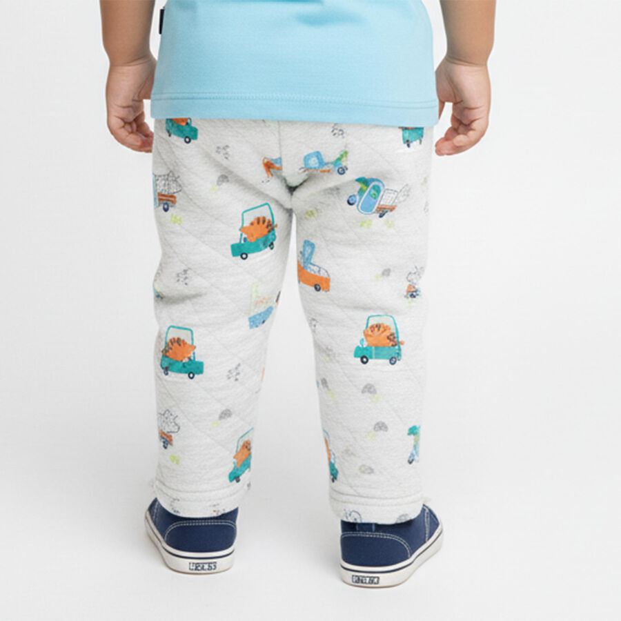 Infants Light Grey Printed Cotton Blend Pyjama, मिश्रित हल्का ग्रे, large image number null