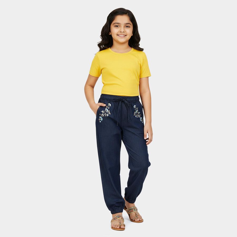 Girls Blue Regular Fit Jeans, Mid Blue, large