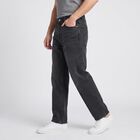 Men's Dark Grey Straight Fit Washed Jeans, गहरा ग्रे, small