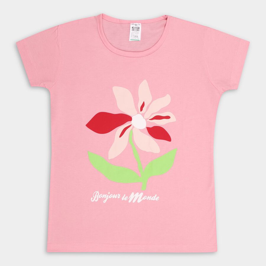 Girl's T-Shirt, गुलाबी, large image number null