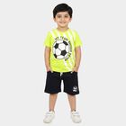 Boys' Green 100% Cotton Crew Neck Graphic Print Baba Suit, हल्का हरा, small