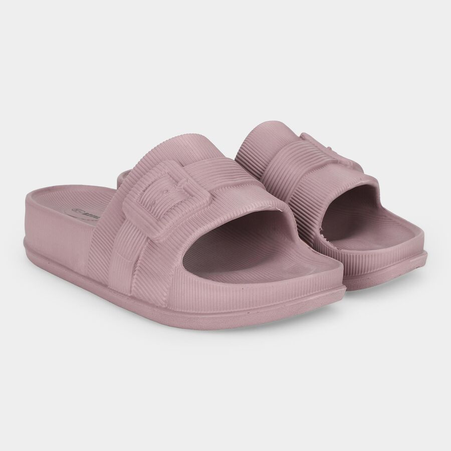 Women's Pink Slip-On Sliders Slippers, गुलाबी, large