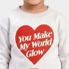 Girls' Ecru Melange Crew Neck Graphic Print Sweatshirt, Ecru Melange, small