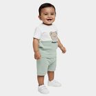 Infants' Mint Cotton Round Neck Bear Appliqu&eacute; Baba Suit, Light Green, small