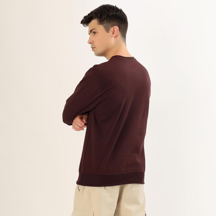 Men's Deep Maroon Crew Neck Casual Sweatshirt, वाइन, large image number null