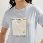Women's Light Blue Cotton Round Neck Floral Print T-Shirt, Light Blue, small image number null
