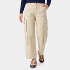 Women's Off White Straight Fit Cargo Trousers, ऑफ व्हाइट, small