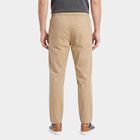Men's Beige Slim Fit Drawstring Chino Trousers, गहरा पीला, small