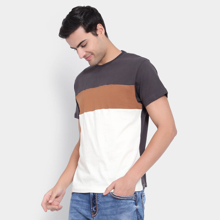 Cotton Round Neck T-Shirt, Dark Grey, large image number null