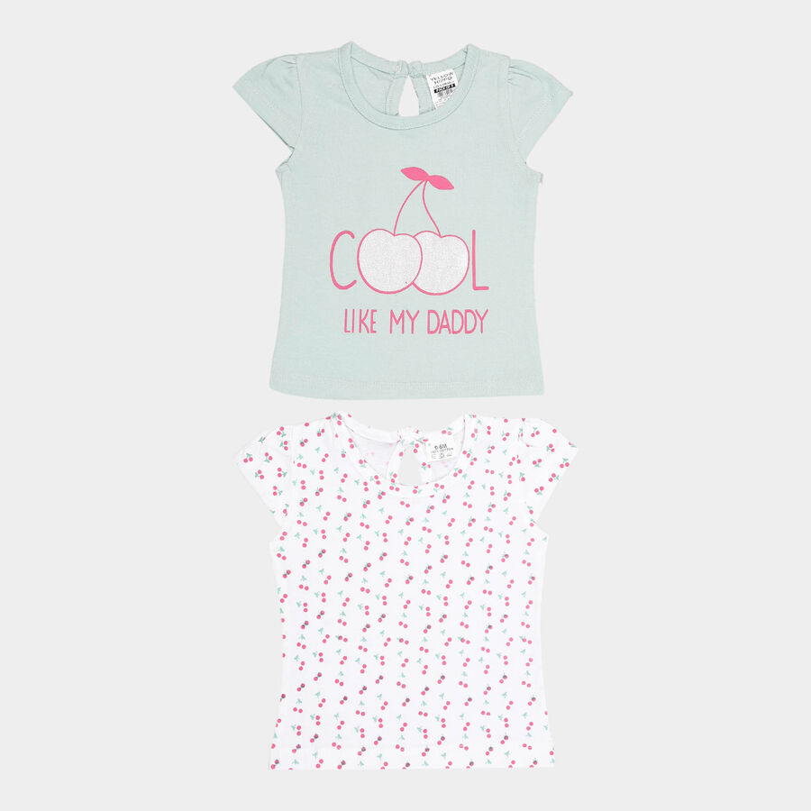 Infants Cotton Printed T-Shirt, Light Green, large image number null