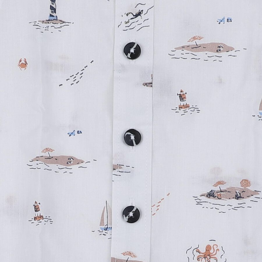 Infants' Navy Blue Cotton Collared Nautical Printed Baba Suit, Navy Blue, large