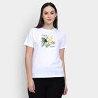 Ladies' 100% Cotton Round Neck T-Shirt , White, small