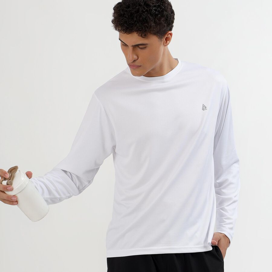Men's Bright White Crew Neck Casual T-Shirt, White, large image number null