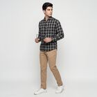 Men's Black Cotton Checked Casual Shirt, Black, small