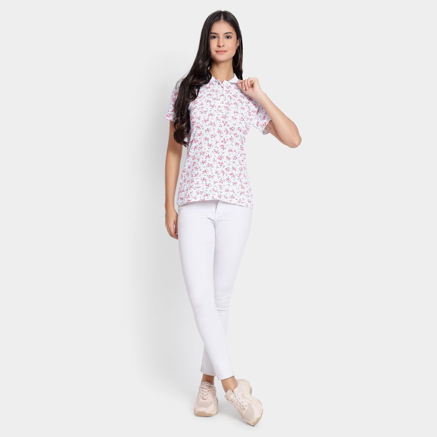 Ladies' Cotton Polo T-Shirt, ऑफ व्हाइट, large image number null