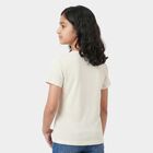Girls White Round Neck Regular T-Shirt, सफ़ेद, small