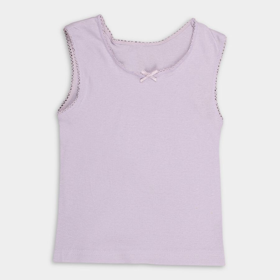 Girls' 100% Cotton Spaghetti Vest , Lilac, large image number null