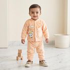 Infants' Peach Round Neck Graphic Print Baba Suit, Peach, small