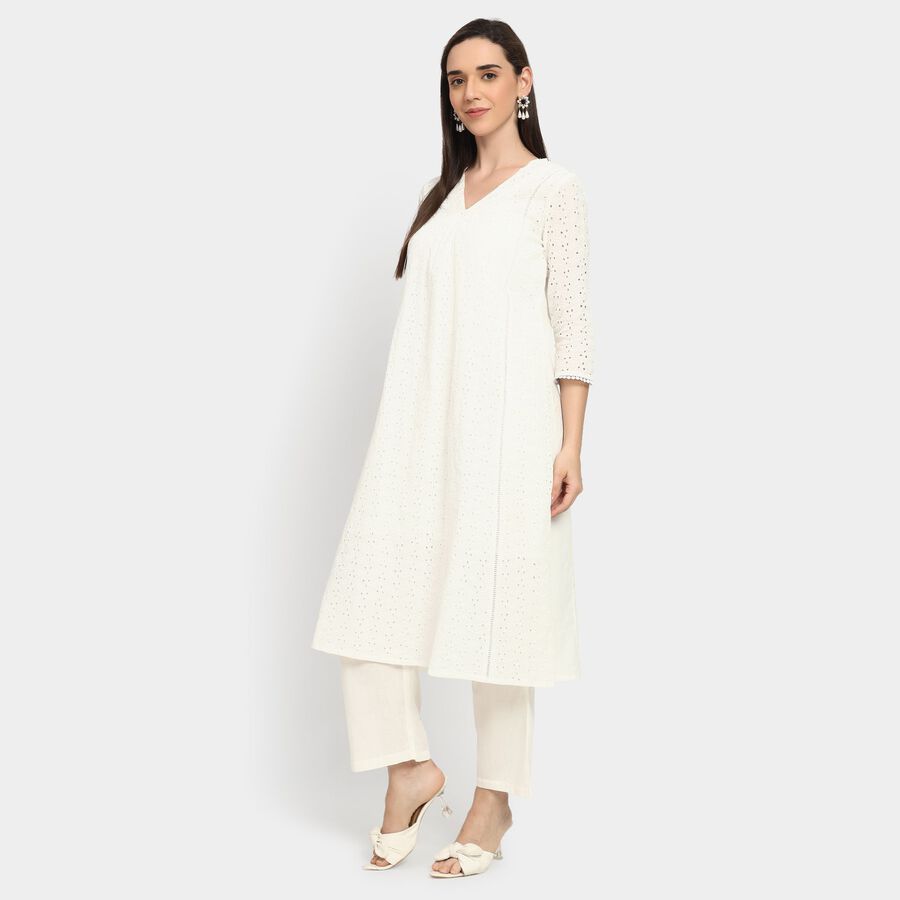 Ladies' Kurta Pyjama Set, Off White, large image number null