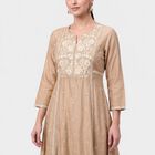 Women's Beige Embroidered Ethnic Set, Beige, small
