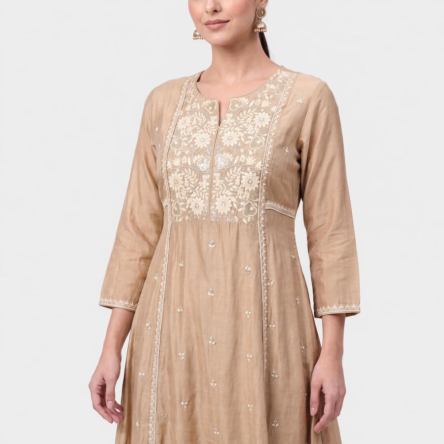 Women's Beige Embroidered Ethnic Set, Beige, large