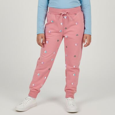 Girls' Soft Pink Heart Printed Drawstring Pyjama