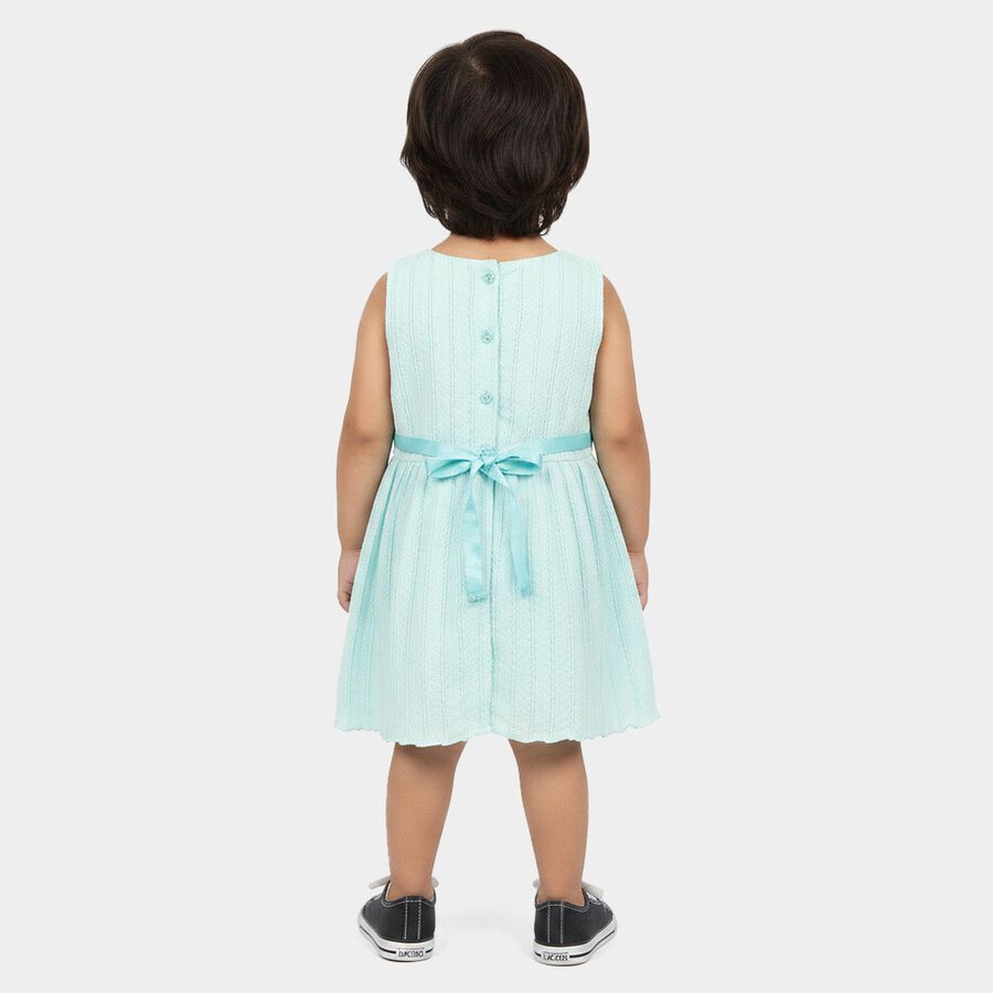 Infants' Mint Green Fit and Flare Floral Applique Frock, हल्का हरा, large