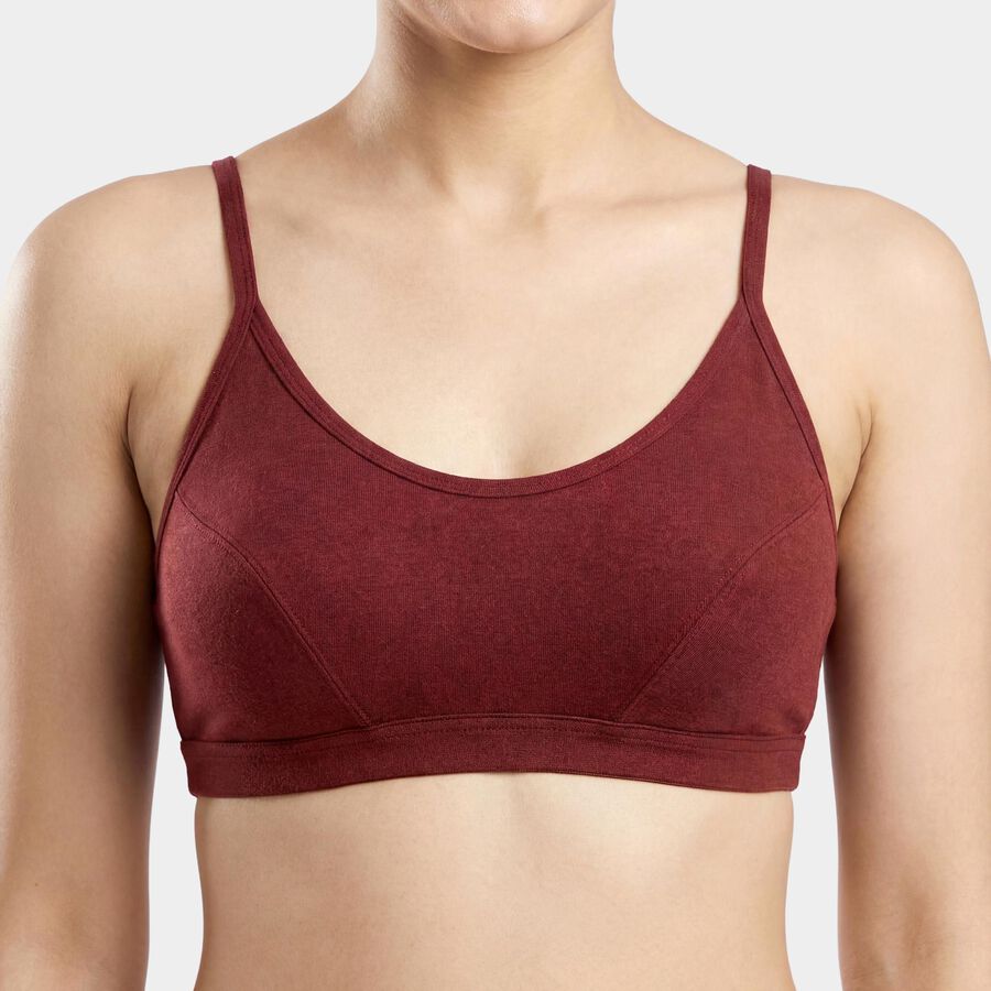 Women's Brown Cotton Blend Scoop Neck Classic Bra, Brown, large