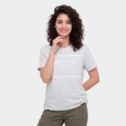 Women's Grey Round Neck Regular T-Shirt, मिश्रित हल्का ग्रे, small