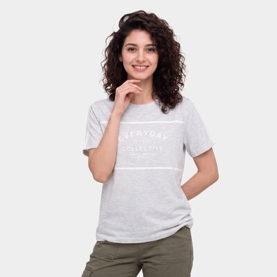 Women's Grey Round Neck Regular T-Shirt