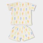 Boys Soft Eggshell White Cotton Round Neck Printed Night Suit, ऑफ व्हाइट, small image number null