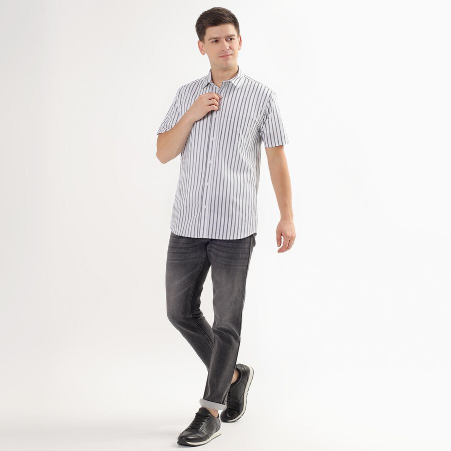 Men's Rich White Cotton Regular Collar Casual Shirt, White, large image number null