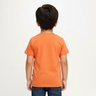 Boys Vibrant Orange Cotton Round Neck Casual Half Sleeve T-Shirt, Rust, small image number null