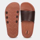 Men's Brown Slip-On Slide Sandals, भूरा, small