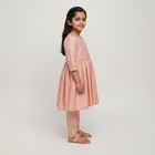 Girls Soft Pink Embroidered Kurta and Churidar Fusion Set, Peach, small image number null