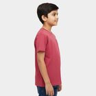 Boys Pink Cotton Round Neck Casual T-Shirt, Pink, small