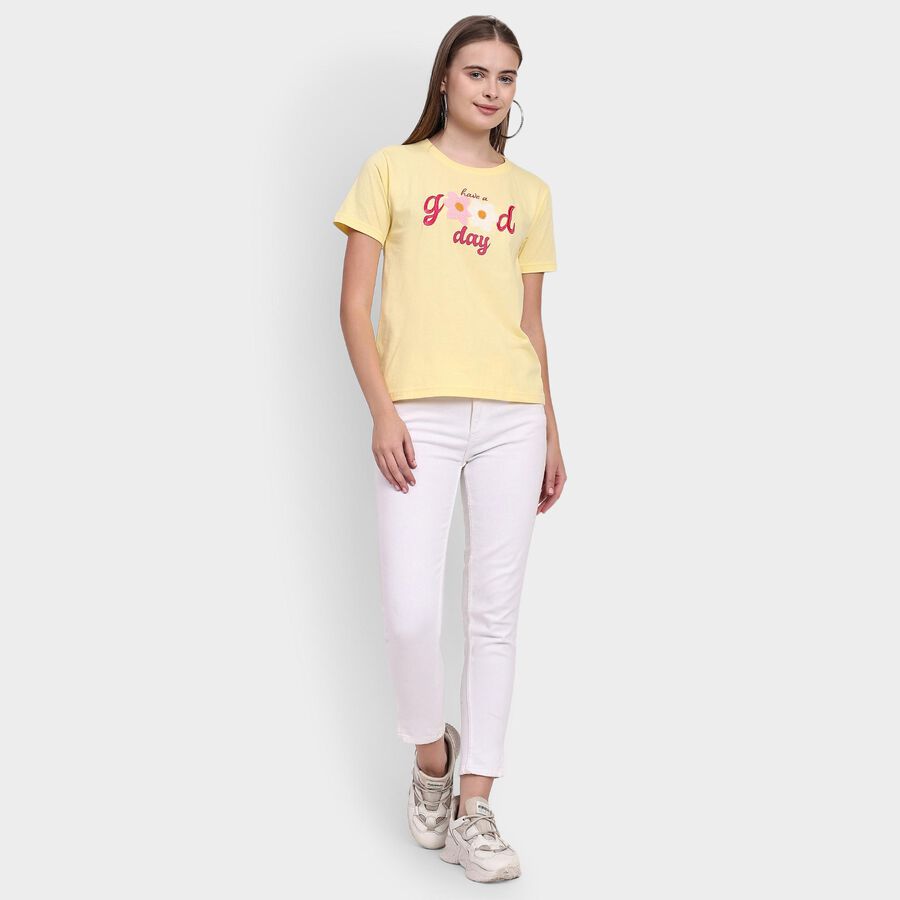 Ladies' Round Neck T-Shirt , पीला, large image number null