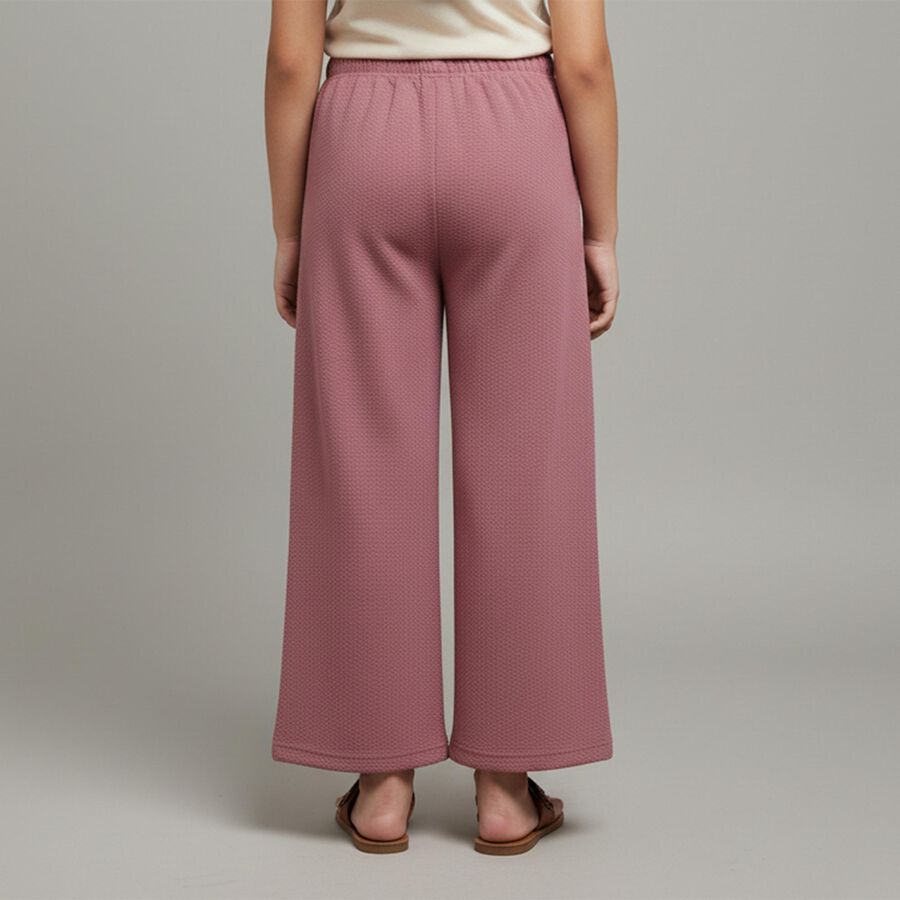 Girls' Dusty Rose Wide-Leg Textured Pyjama, गुलाबी, large image number null