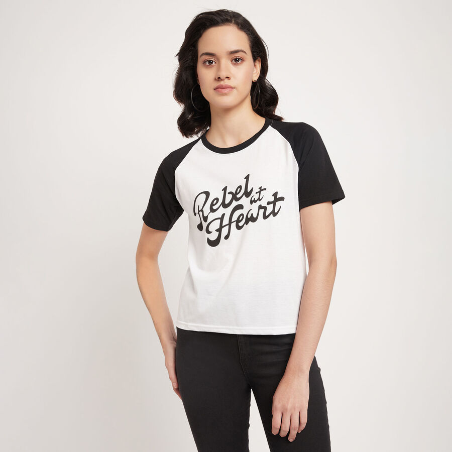Round Neck T-Shirt, Black, large image number null