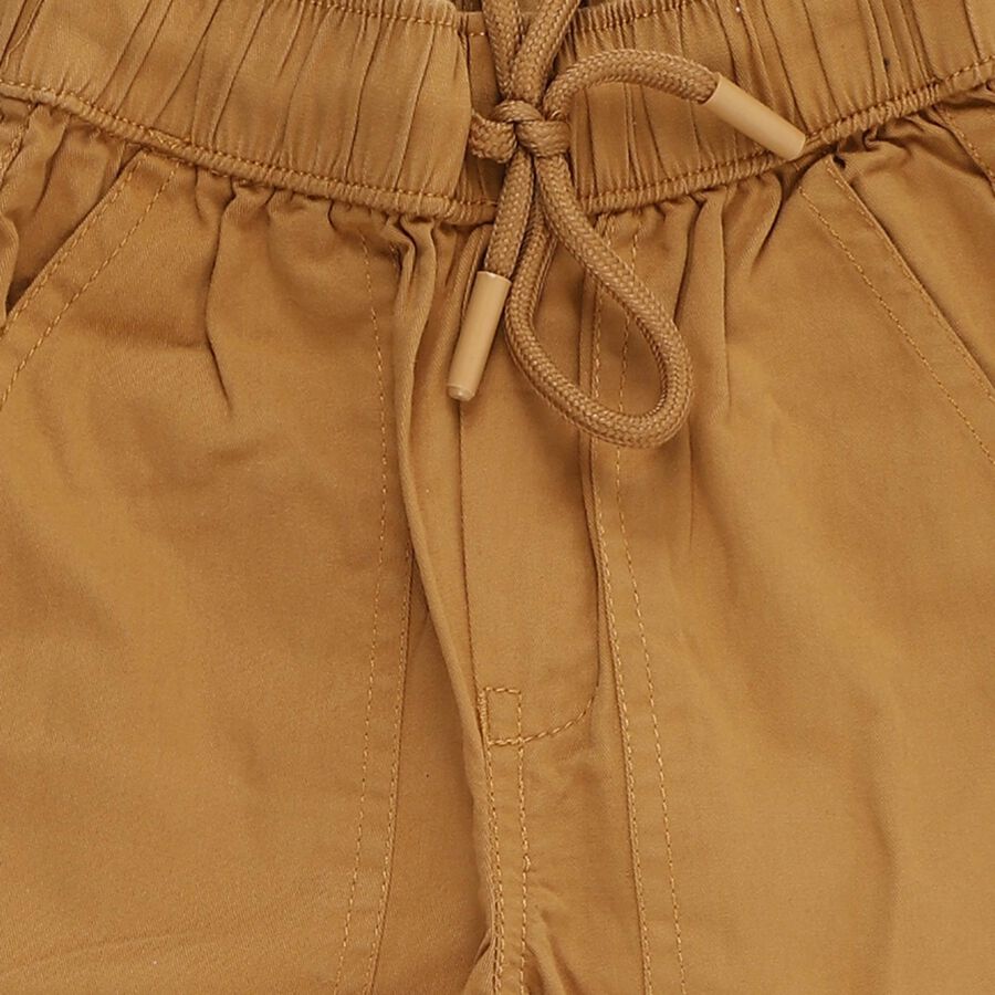 Boys Camel Brown Regular Fit Cargo Trousers, खाकी, large image number null