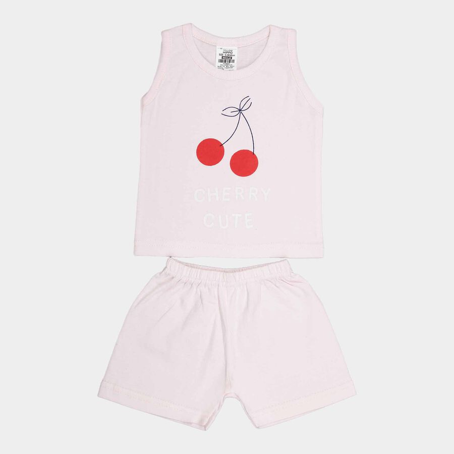 Infants Cotton Shorts Set, Light Pink, large image number null