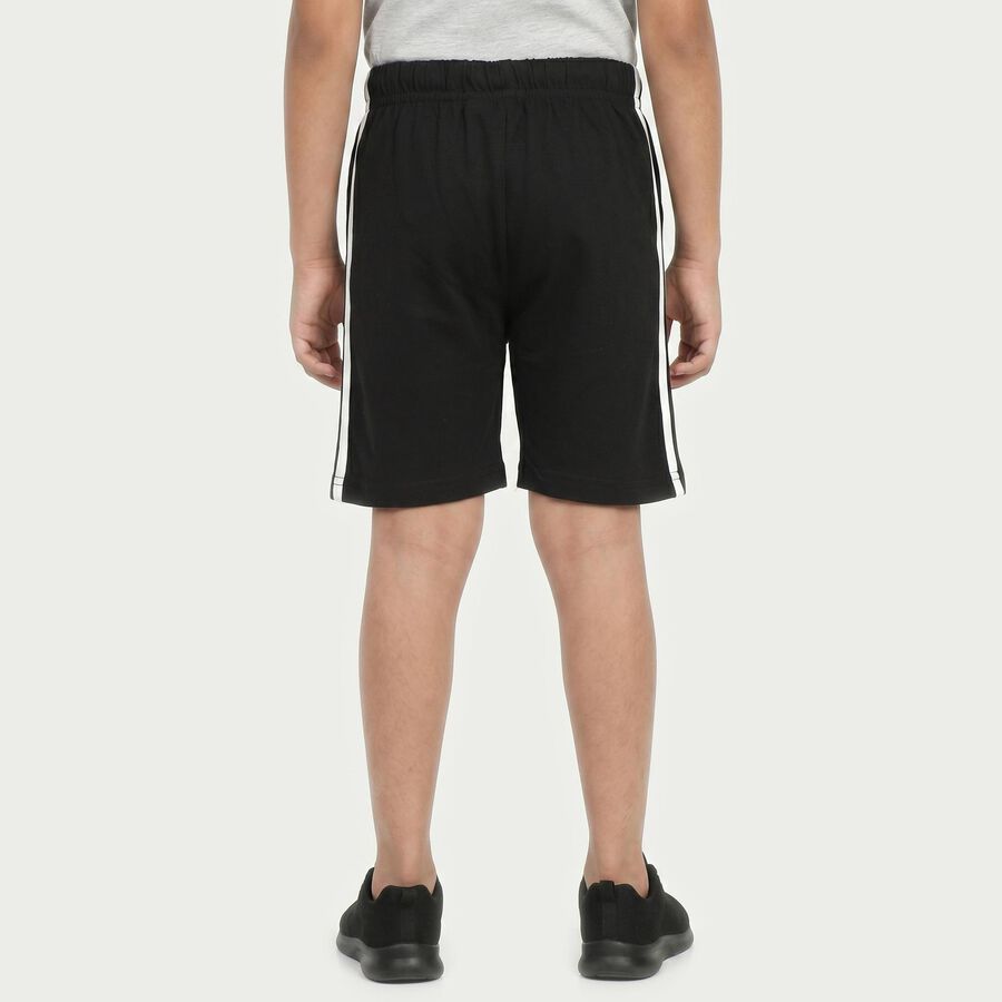 Boys Black Regular Fit Athletic Bermuda Shorts, काला, large