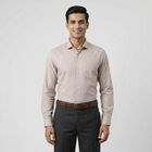Men's Beige Spread Collar Classic Formal Shirt, Beige, small
