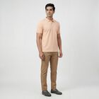 Men's Pink Cotton Collared Neck Casual T-Shirt, Light Pink, small