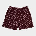 Girls' Wine Floral Elastic Waist Shorts, Wine, small
