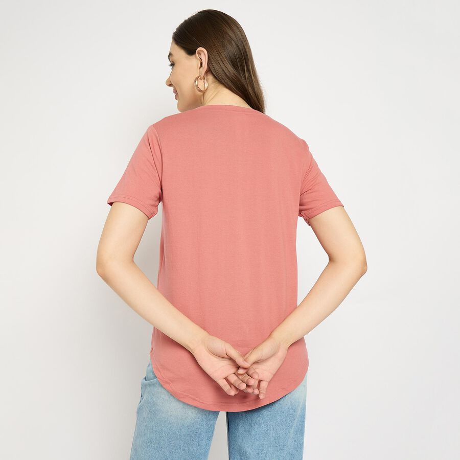 Ladies' Round Neck T-Shirt, हल्का गुलाबी, large image number null