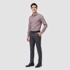 Men's Wine Cotton Blend Long Sleeve Point Collar Regular Fit Formal Shirt, वाइन, small